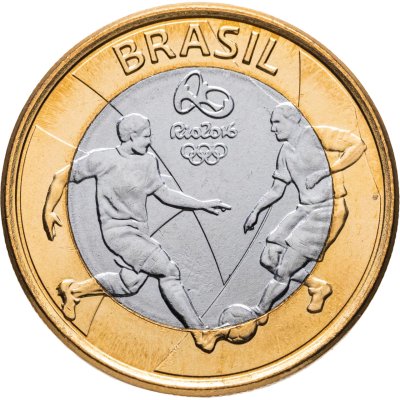 купить Бразилия 1 реал 2015 "XXXI летние Олимпийские Игры, Рио-де-Жанейро 2016 - Футбол"