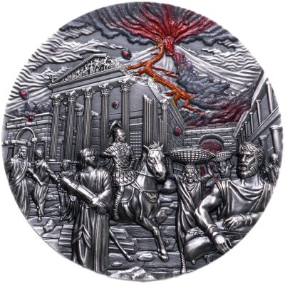 купить Палау 10 долларов 2023 года "Извержение вулкана Помпеи" в футляре с сертификатом