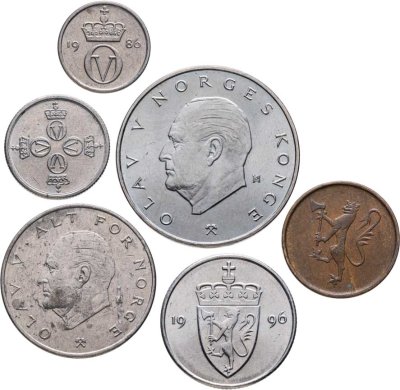 купить Норвегия набор монет для обращения 1973-1996 (6 штук)