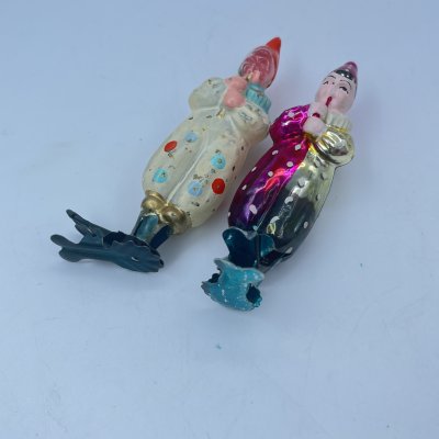 купить Набор из 2-х ёлочных игрушек "Клоун с дудочкой", стекло, роспись, металл, Завод стеклянных ёлочных украшений и оптических изделий, г. Москва, СССР, 1950-1960 гг.