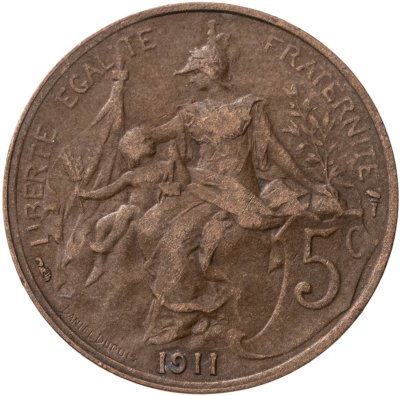 купить Франция 5 сантимов (centimes) 1911