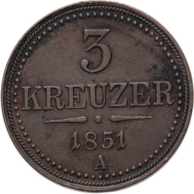 купить Австрия 3 крейцера 1851 А