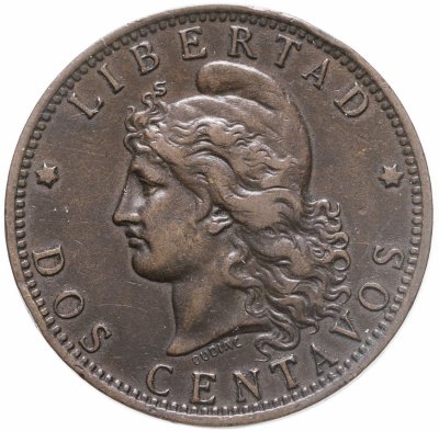 Купить Аргентина 2 сентаво (centavos) 1891