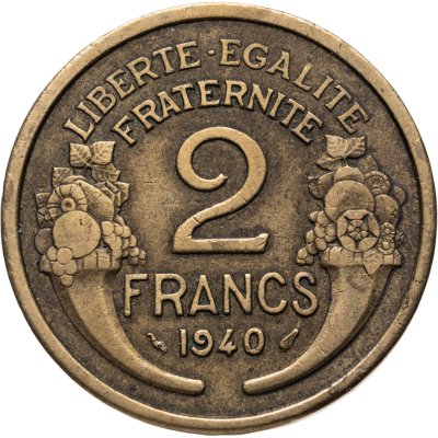 купить Франция 2 франка (francs) 1940