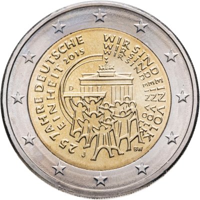 купить Германия 2 евро (euro) 2015 25 лет объединению Германии знак монетного двора: "J" - Гамбург