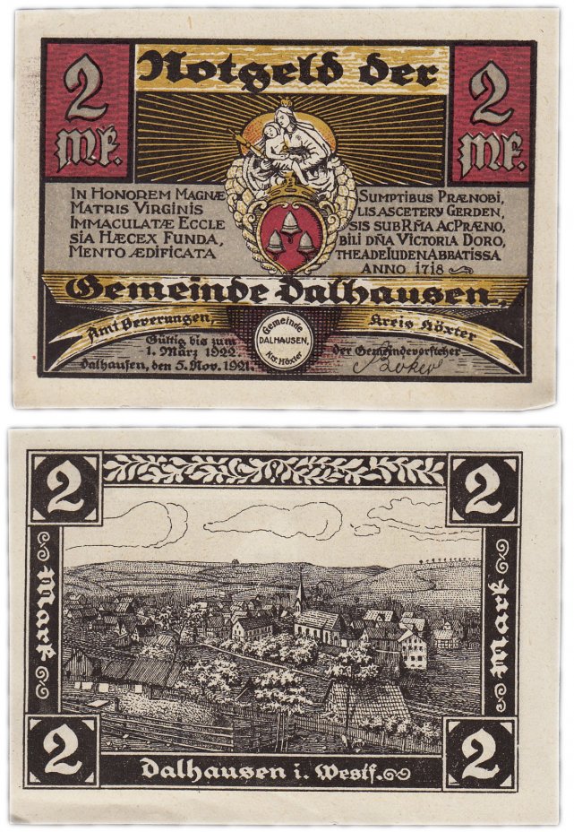 купить Германия (Вестфалия : Дальхаузен) 2 марки 1921