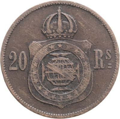 купить Бразилия 20 реалов (рейс, reis) 1868