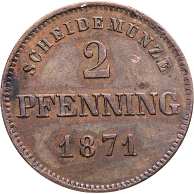 купить Германия, Бавария 2 пфеннига 1871