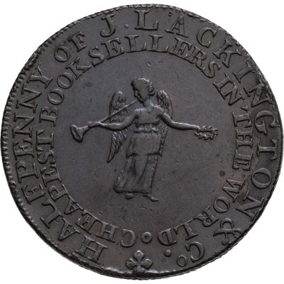 купить Великобритания (графство Мидлсекс), платежный токен книготорговца Дж. Лэкингтона номиналом 1/2 пенни 1794 г.