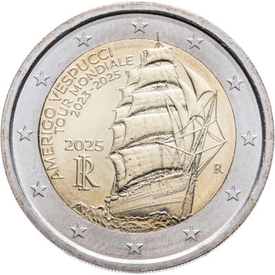 купить Италия 2 евро (euro) 2025 Кругосветное путешествие на учебном судне «Америго Веспуччи» 2023-2025