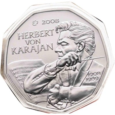 купить Австрия 5 евро 2008 "Герберт фон Караян" в буклете