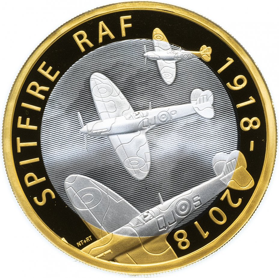 купить Великобритания 2 фунта 2018 "100 лет Королевским ВВС - Вспыльчивый", в футляре с сертификатом