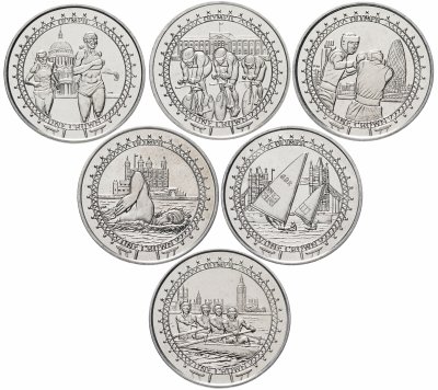 купить Остров Мэн набор 1 крона (crown) 2010 XXX летние Олимпийские Игры, Лондон 2012 6 монет