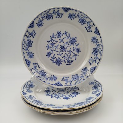 купить Комплект из 4 десертных тарелок с цветочным декором "Kobalt Blau", фарфор, Jager Eisenberg, Германия, 1970-1990 гг.