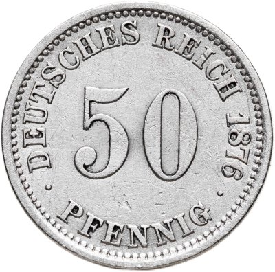 купить Германия 50 пфеннигов (pfennig) 1876, знак монетного двора: "A" - Берлин