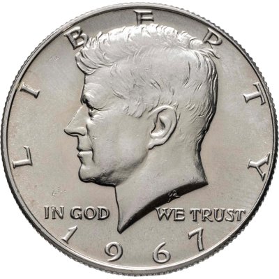 купить США 50 центов (1/2 доллара, half dollar) 1967 D Kennedy Half Dollar (Кеннеди) знак монетного двора "D" - Денвер