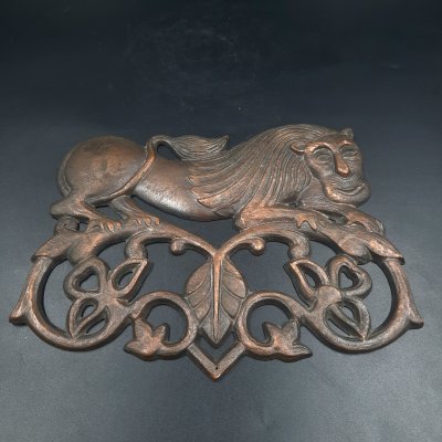 купить Панно декоративное "Лев", металл, омеднение, СССР, 1970-1990 гг.