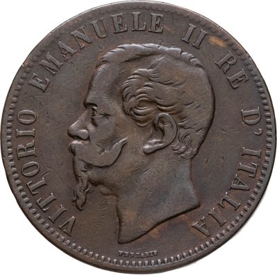 купить Италия 10 чентезимо (centesimi) 1866 .OM знак монетного двора ".OM" - Страсбург; Точка перед "OM"