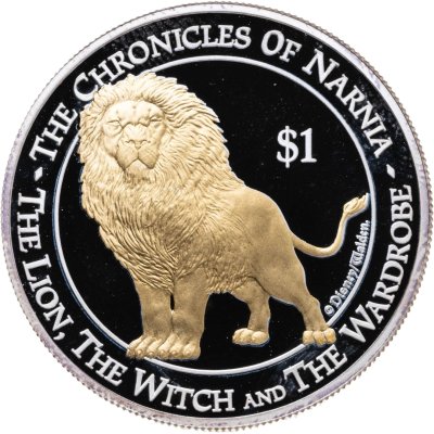 купить Новая Зеландия 1 доллар (dollar) 2006 с позолотой "Хроники Нарнии: Лев, колдунья и волшебный шкаф"
