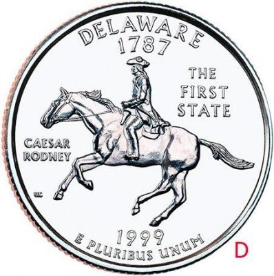 Купить США 25 центов (квотер) 1999 D — штат Делавэр