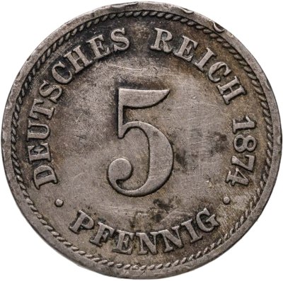 купить Германия 5 пфеннигов (pfennig) 1874 "E" - Дрезден