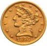 Купить США 5 долларов (dollars) 1894 Половина орла, без отметки монетного двора