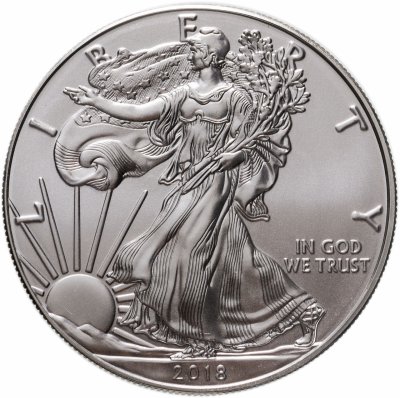 купить США 1 доллар (dollar) 2018 Американский серебряный орёл - Шагающая Свобода (American Silver Eagle) без обозначения монетного двора
