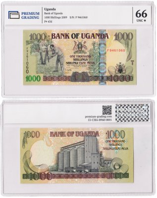 купить Уганда 1000 шиллингов 2009 в слабе PG UNC66
