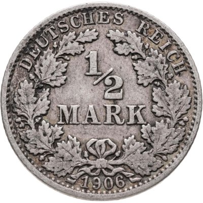 купить Германия 1/2 марки 1906, знак монетного двора: "G" - Карлсруэ