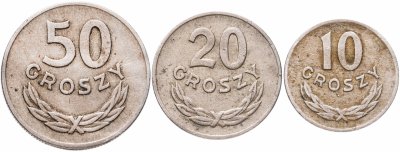 купить Польша, набор из 3 монет 1949 (мельхиор)