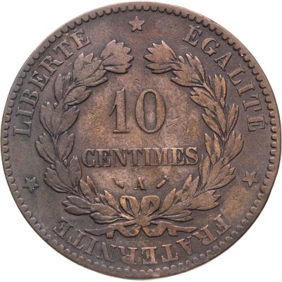 купить Франция 10 сантимов (centimes) 1882