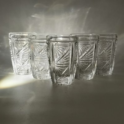 купить Набор из 5-ти стаканов с геометрическим декором, хрусталь, СССР, 1970-1990 гг.