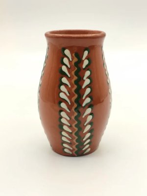 купить Миниатюрная ваза, украшенная орнаментальным декором, керамика, цветные поливы, роспись, СССР, 1980-1990 гг.