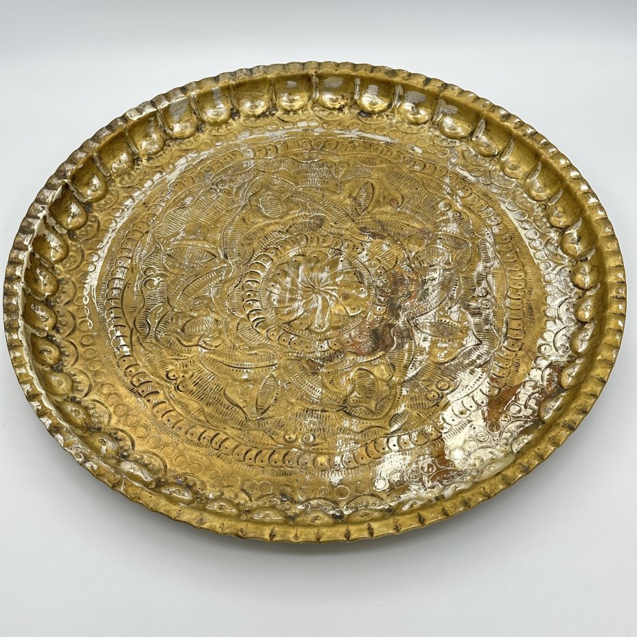 Купить Поднос выполненный в восточном стиле, латунь, серебрение, Индия, 1970-1990 гг.