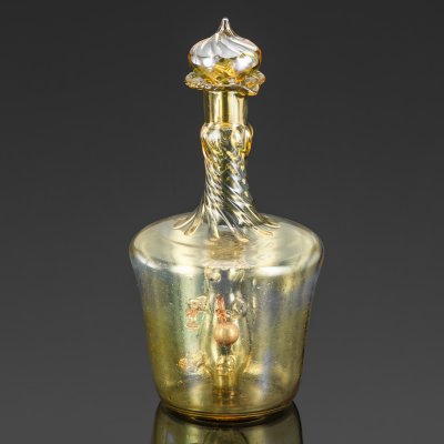 купить Графин "Напиться до чертиков" с медведем в бутылке, стекло, гутная техника, СССР, 1960-1980 гг.