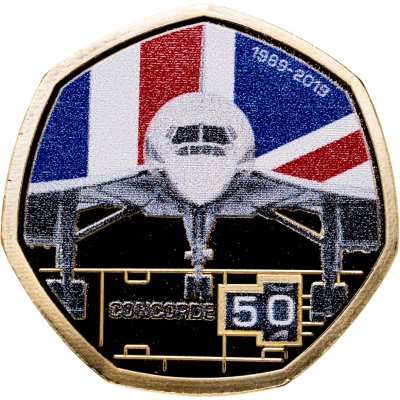 купить Соломоновы Острова 50 центов 2019 «50 лет Конкорду - Взлет /Вид спереди/позолоченная/»
