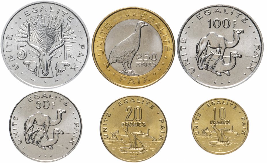 купить Джибути набор монет 1991-2016 (6 штук)