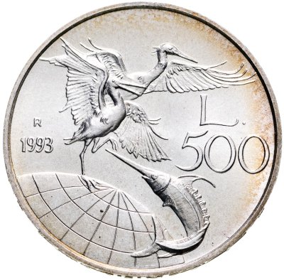 купить Италия 500 лир 1993 "Защита дикой природы"