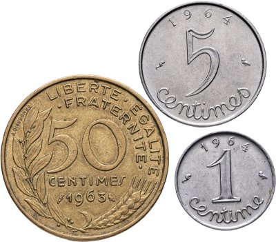 купить Франция набор монет 1963-1964 (3 штуки)