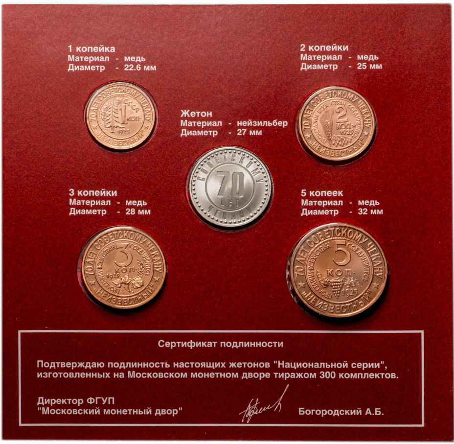 купить Набор из 5 жетонов "Неизвестный" из Национальной серии "Неизвестные монеты Страны Советов", медь, нейзильбер, ММД, 2007 г.
