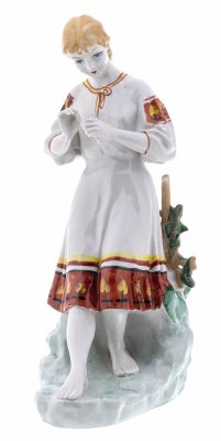 Купить Статуэтка "Любит-не-любит" (Гадание на ромашке), фарфор, роспись, Полонский ЗХК, скульптор О.Л. Жникруп, СССР, 1973-1996 гг.