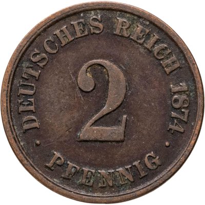 купить Германия 2 пфеннига (pfennig) 1874 A