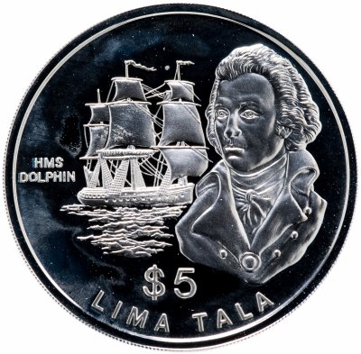 купить Токелау 5 тала 1989 "Фрегат Дельфин, капитан Джон Байрон"