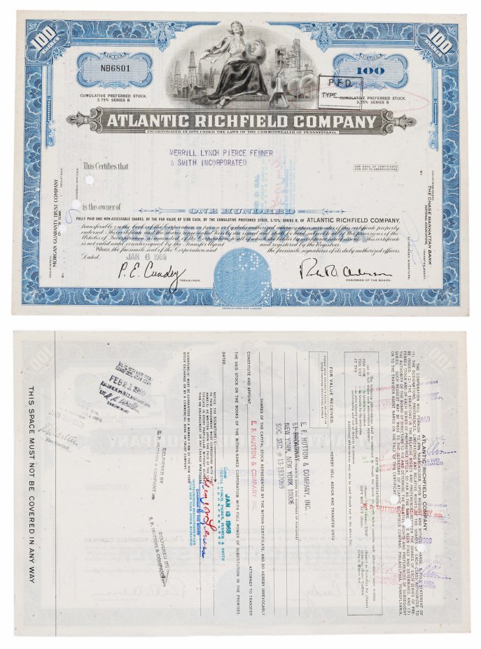 купить Акция США Atlantic Richfield Company 1969 г.