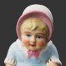 Купить Статуэтка "Девочка в голубом платье и чепце с розовым бантом", фарфор, роспись, Товарищество М.С. Кузнецова в Вербилках (г. Дмитров), Российская империя, 1892-1917 гг.