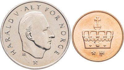 купить Норвегия набор из 2х монет (50 эре и 1 крона) 1992-1996