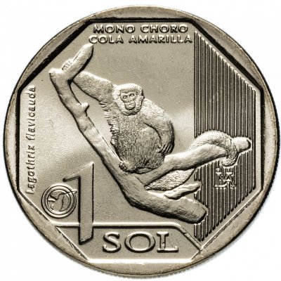 купить Перу 1 соль 2019 "Желтохвостая обезьяна (Lagothrix flavicauda)"