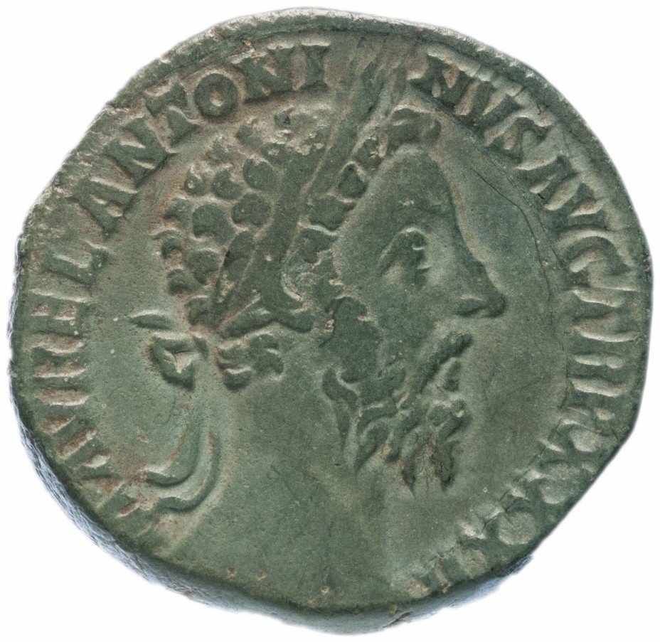купить Римская Империя Марк Аврелий 161–180гг сестерций (реверс: богиня стоит влево, в руках - весы и рог изобилия)