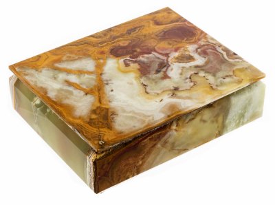 Купить Шкатулка из оникса с латунными петлями, оникс, ткань, латунь, Индия, 1970-1990 гг.