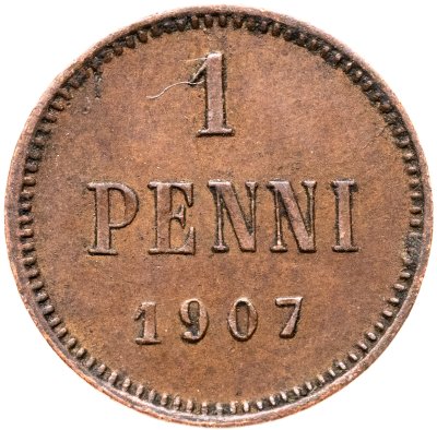 купить 1 пенни (penni) 1907, монета для Финляндии